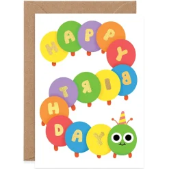 Happy Birthday Caterpillar Greetings Card by Elliot Kruszynski for Wrap