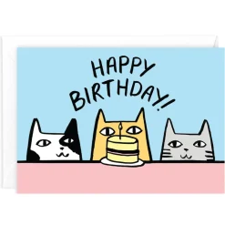 Happy Birthday Cats Greetings Card by Alice Bowsher for Wrap
