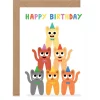 Happy Birthday Cat Stack Greetings Card by Elliot Kruszynski for Wrap