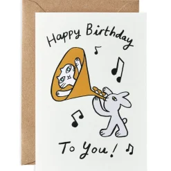 Happy Birthday Cat Trumpet Embossed Greetings Card by Molly Fairhurst for Wrap