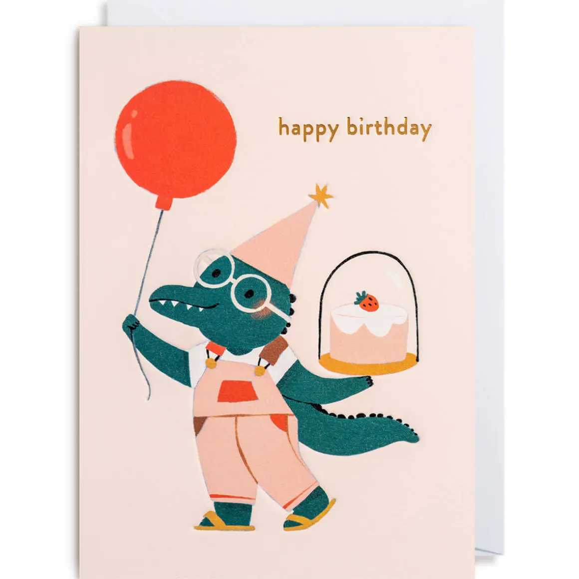 Happy Birthday Crocodile Greetings Card by Elena Comte for Lagom Design