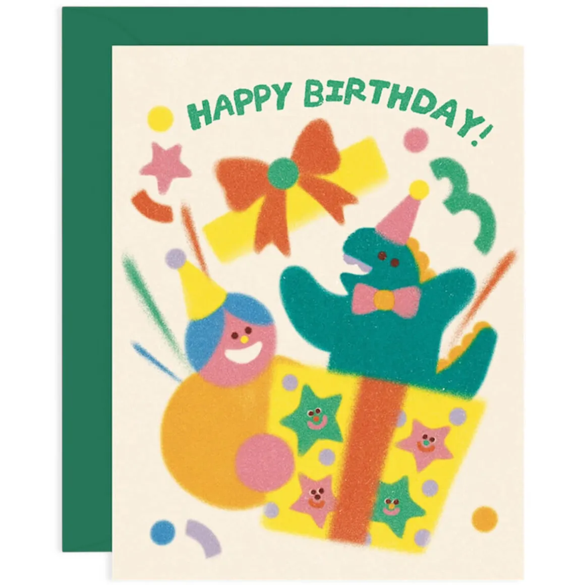 Happy Birthday Dino And Present Greetings Card by Zoey Kim for Wrap