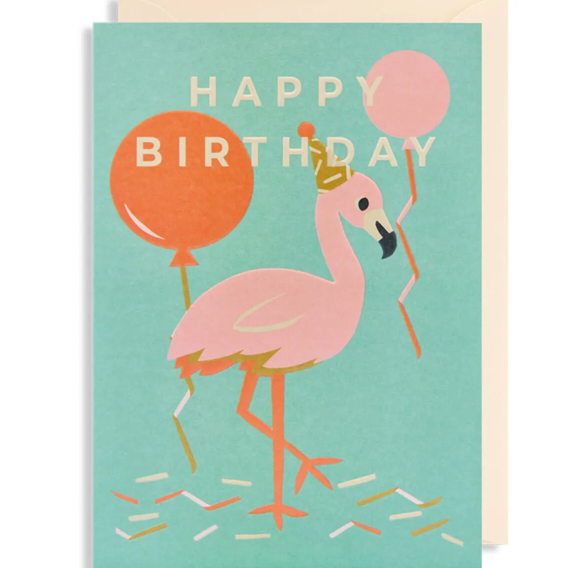 Happy Birthday Flamingo Greetings Card by Naomi Wilkinson for Lagom Design