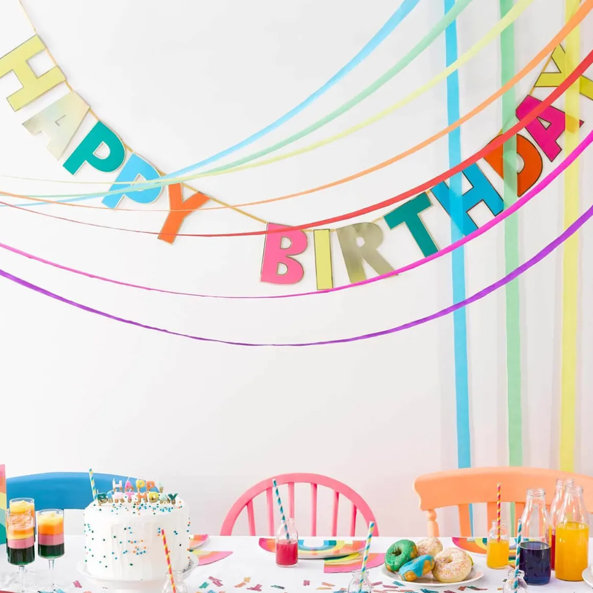 Happy Birthday Garland in Rainbow by Talking Tables