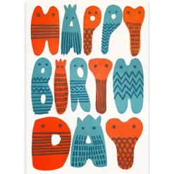 Happy Birthday Letters Letterpress Greetings Card by 1973