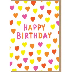 Happy Birthday Mixed Hearts Greetings Card by Dominic Early for Earlybird Designs