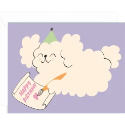 Happy Birthday Painting Greetings Card by Odile Ferraille for Wrap