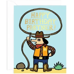 Happy Birthday Partner Greetings Card by Alice Bowsher for Wrap