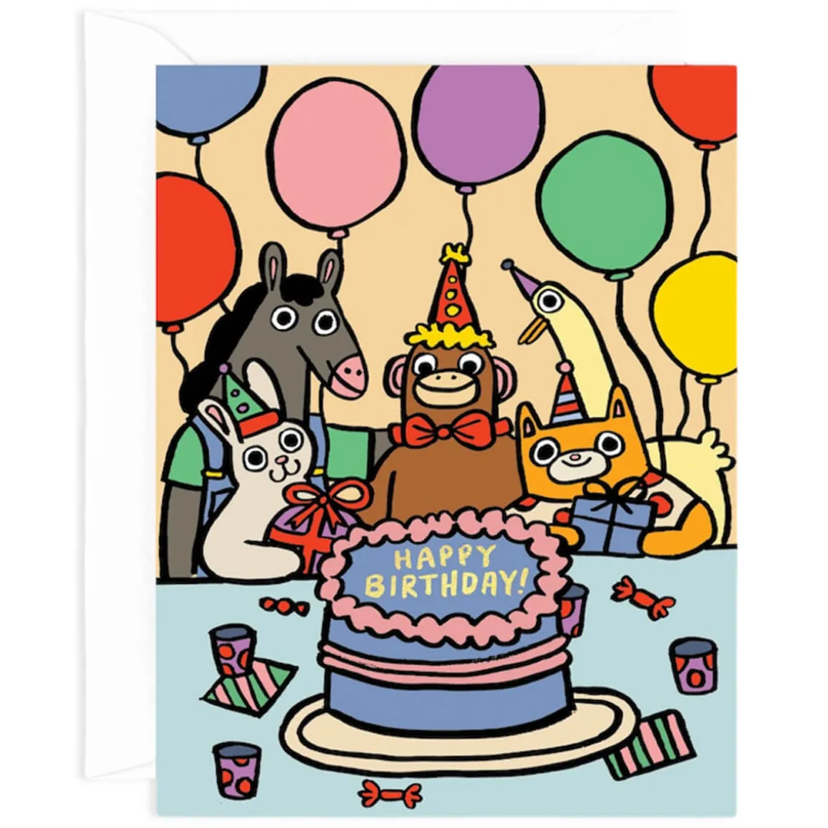 Happy Birthday Party Greetings Card by Alice Bowsher for Wrap