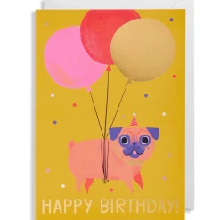 Happy Birthday Pug Greetings Card by Allison Black for Lagom Design