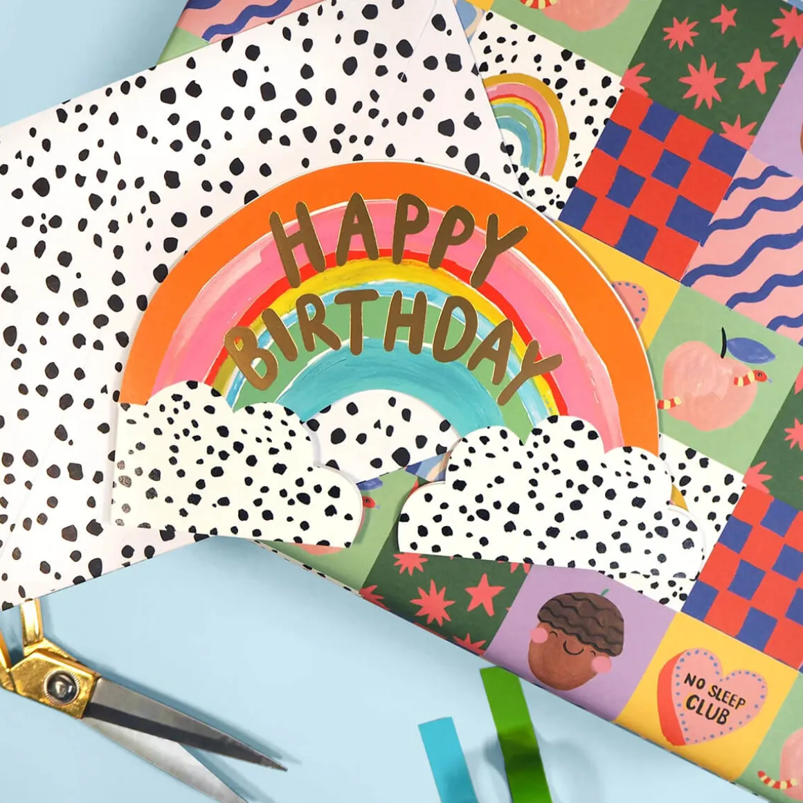 Happy Birthday Rainbow Shaped Greetings Card by Eleanor Bowmer