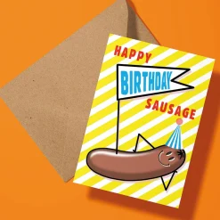 Happy Birthday Sausage Greetings Card by The Design Dealership