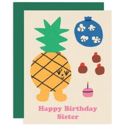 Happy Birthday Sister Greetings Card by Maria Ramos for Wrap
