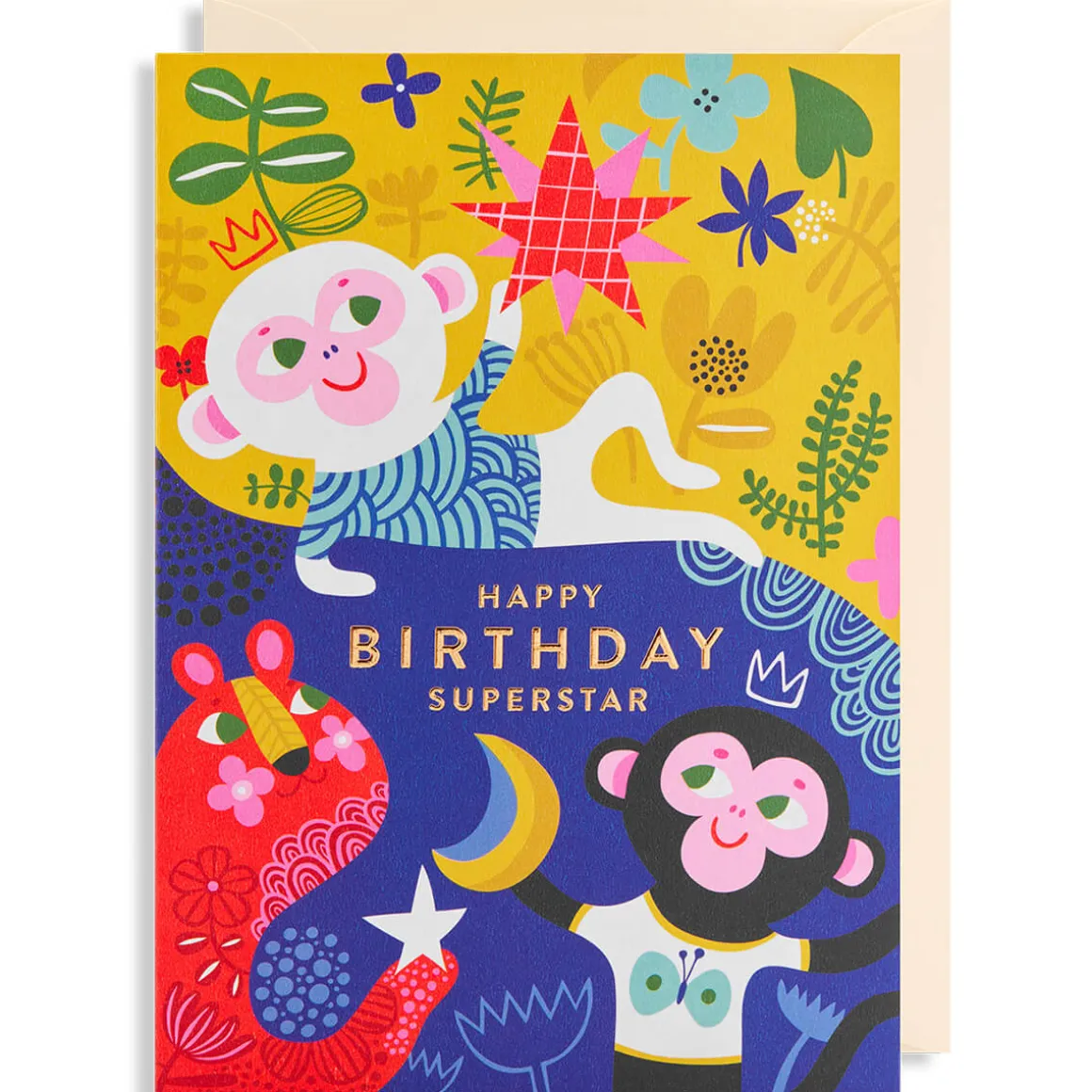 Happy Birthday Superstar Greetings Card by Helen Dardik for Lagom Design