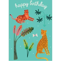 Happy Birthday Tiger And Cheetah Greetings Card by Elena Essex for Earlybird Designs