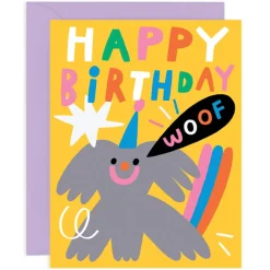 Happy Birthday Woof Greetings Card by Susie Hammer for Wrap