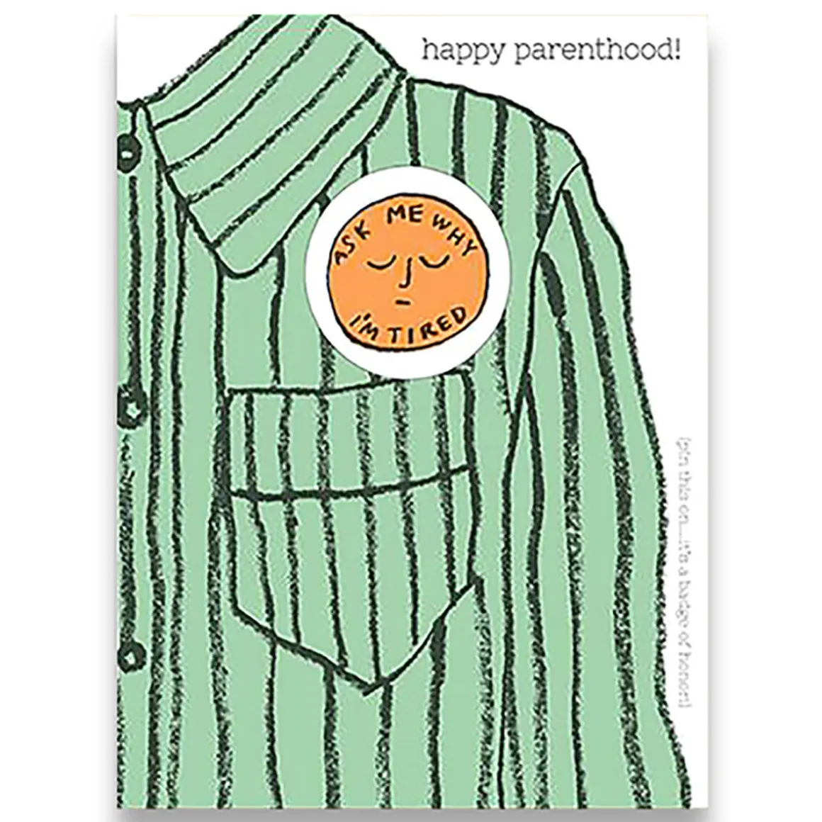 Happy Parenthood Greetings Card And Badge by Egg Press for 1973