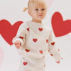 Heart Knit Sweater in Natural by Quincy Mae