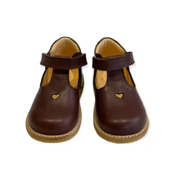Heart T Bar Starter Mary Janes in Angulus Brown by Angulus