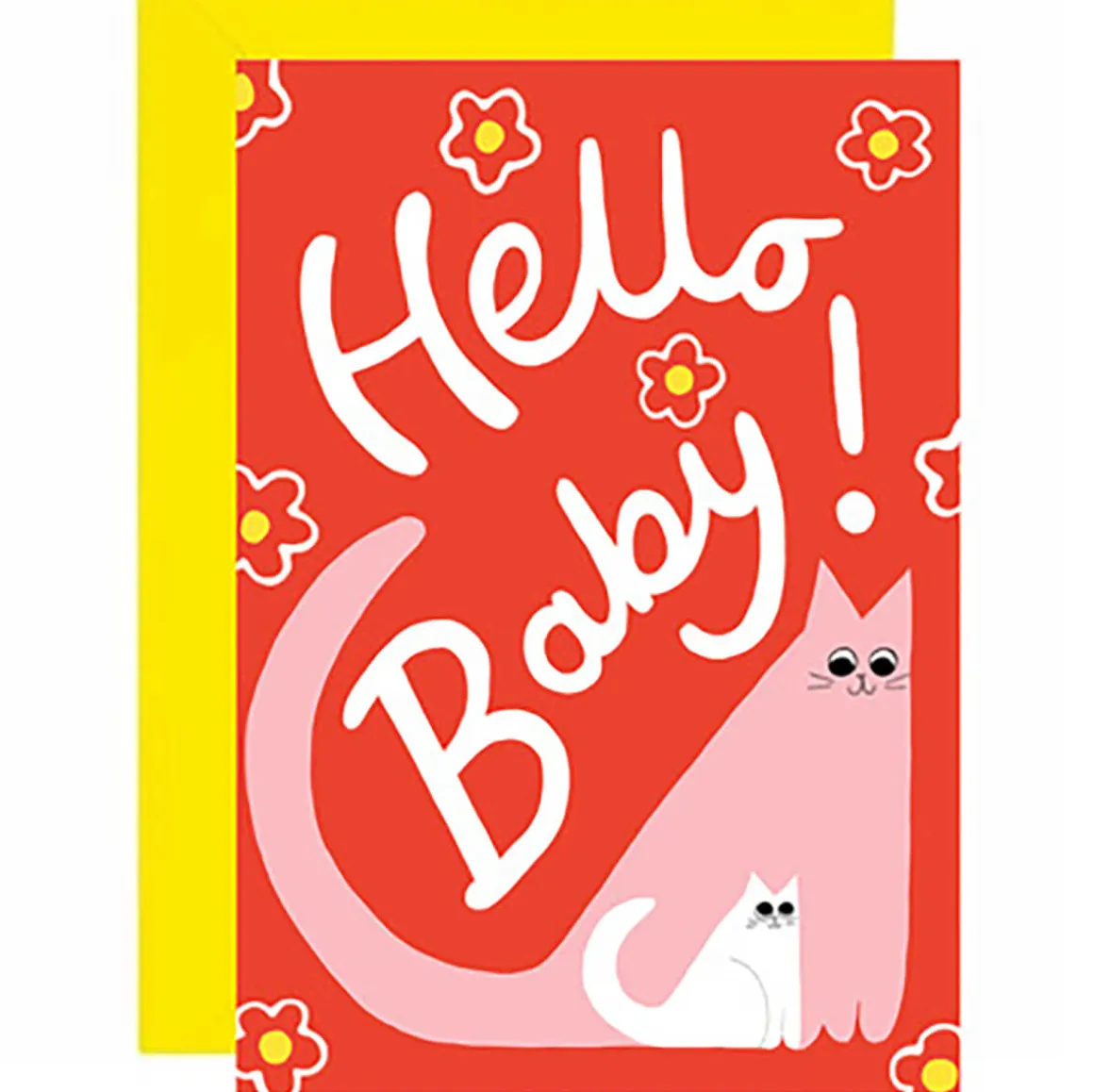 Hello Baby Cat Greetings Card by Ickaprint
