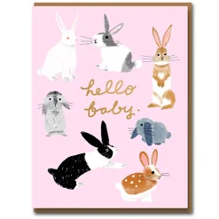 Hello Baby Rabbits Greetings Card by Carolyn Suzuki for 1973