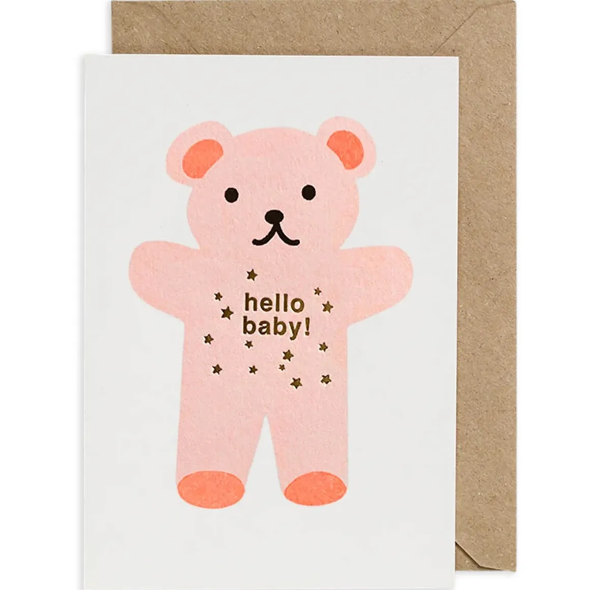 Hello Teddy New Baby Greetings Card by Petra Boase