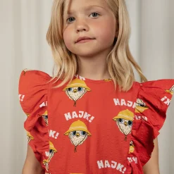 Hike Woven Ruffle Dress in Red by Mini Rodini