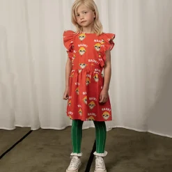 Hike Woven Ruffle Dress in Red by Mini Rodini