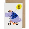 Hippo Embroidered Age Card by Petra Boase - Age 3