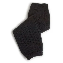 Hélène Ribbed Merino Wool Legwarmers in Noir de Charbon by Collegien
