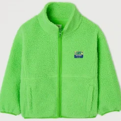 Hoktown Kid's Fleece Jacket in Neon Green Melange by American Vintage