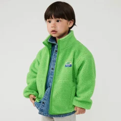 Hoktown Kid's Fleece Jacket in Neon Green Melange by American Vintage