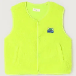 Hoktown Kid's Sleeveless Fleece Jacket in Neon Yellow by American Vintage