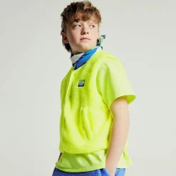 Hoktown Kid's Sleeveless Fleece Jacket in Neon Yellow by American Vintage