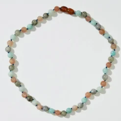 Holiday Kids Necklace in Moonstone And Cherry Quartz by Nirrimis