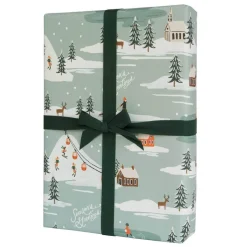 Holiday Snow Scene Christmas Gift Wrap (3 Sheets Pack) By Rifle Paper Co.