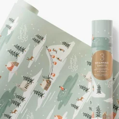 Holiday Snow Scene Christmas Gift Wrap (3 Sheets Pack) By Rifle Paper Co.