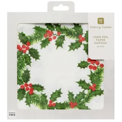 Holly Linen Feel Paper Napkins by Talking Tables