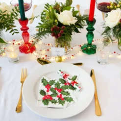 Holly Shaped Paper Napkins by Talking Tables
