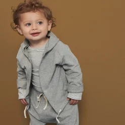 Hooded Cardigan in Grey Melange by Gray Label - Last One In Stock - 1-2 Years