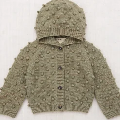 Hooded Popcorn Cardigan in Seal Gray by Misha & Puff