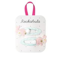 Hoppy Bunny Hair Clips in Meadow Print by Rockahula