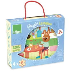 4 House Wooden Puzzle by Vilac