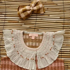 Ibiza Top & Hairclip in Caramel Honeycomb Check by Bonjour