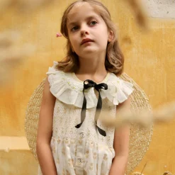 Ibiza Top & Hairclip in Ivory & Gold Flowers by Bonjour