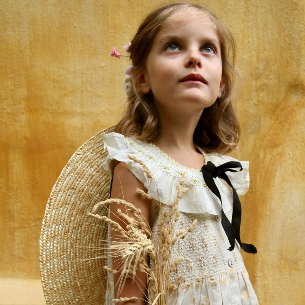 Ibiza Top & Hairclip in Ivory & Gold Flowers by Bonjour
