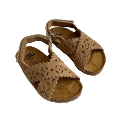 Ida Cut Out Sandals in Camel Suede by PèPè