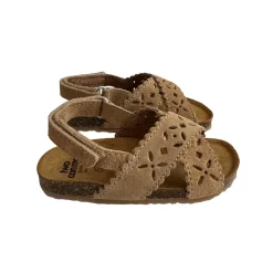 Ida Cut Out Sandals in Camel Suede by PèPè