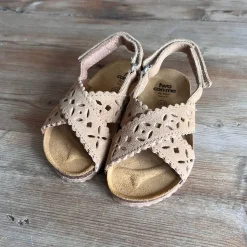 Ida Cut Out Sandals in Camel Suede by PèPè