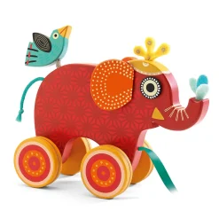 Indy Elephant Wooden Pull Along Toy by Djeco